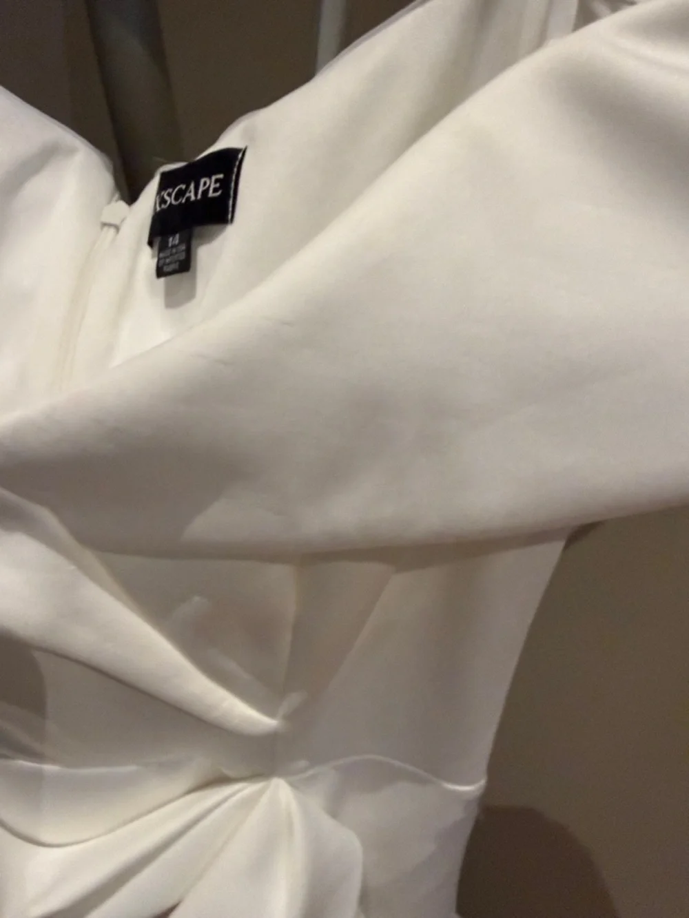 XSCAPE Womens White Scuba Waterfall Ruffle Short Sleeve Midi Sheath Dress - Picture 4 of 10